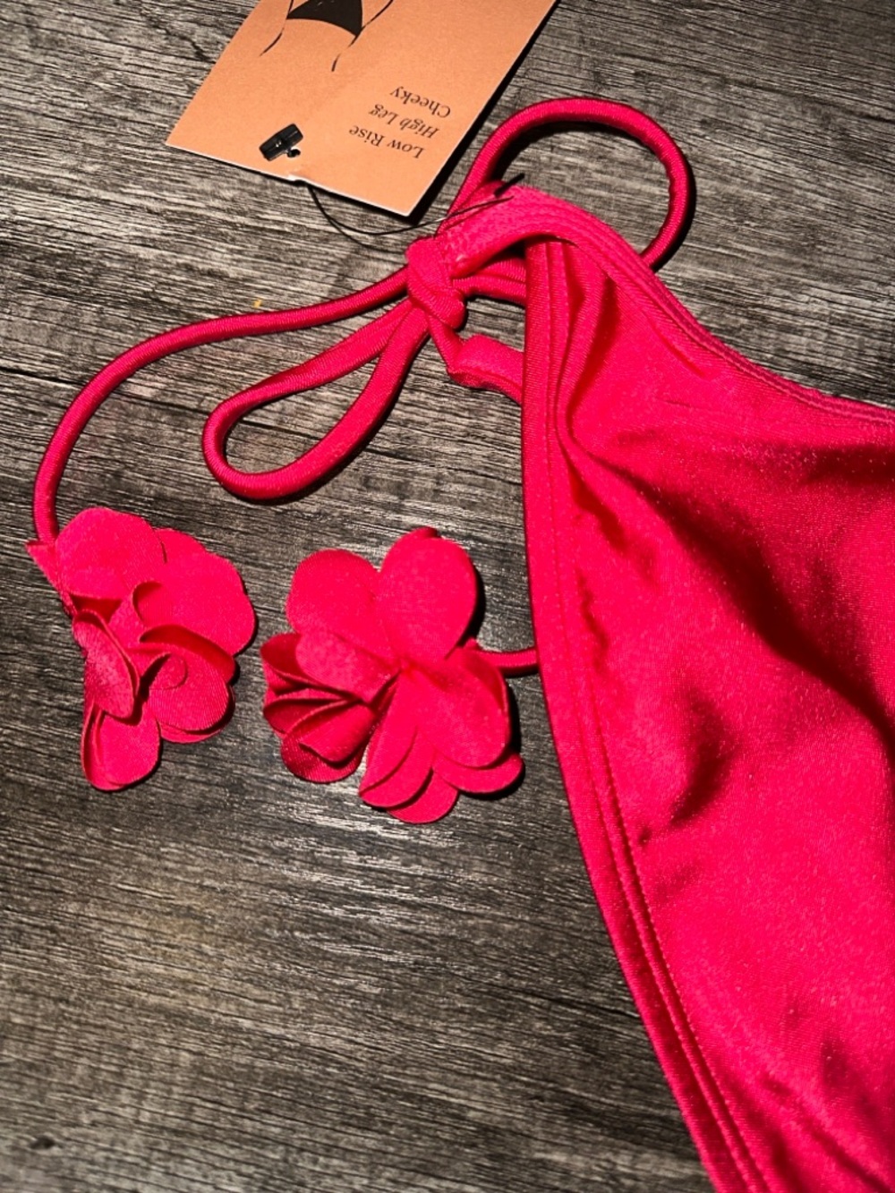 Shade & Shore Bright Pink Tie-Side Bikini Bottom with Flower Ties